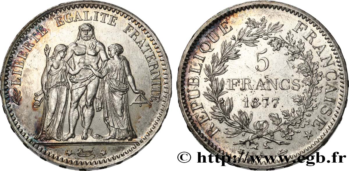 5 francs Hercule 1877 Paris F.334/19 VZ 