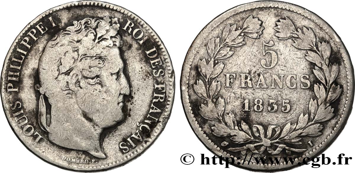 5 francs IIe type Domard 1835 Limoges F.324/47 B 