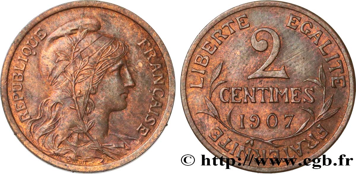 2 centimes Daniel-Dupuis 1907 Paris F.110/10 AU 