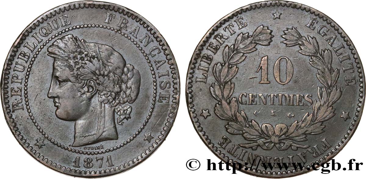 10 centimes Cérès 1871 Bordeaux F.135/7 BC35 