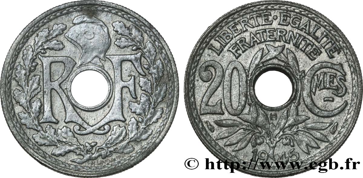 20 centimes Lindauer 1945 Beaumont-le-Roger F.155/3 AU50 