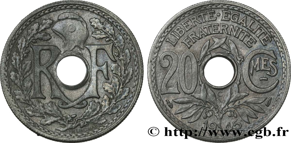 20 centimes Lindauer Zinc 1945 Castelsarrasin F.155/4 MBC53 