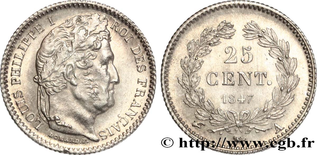 25 centimes Louis-Philippe 1847 Paris F.167/9 SPL63 