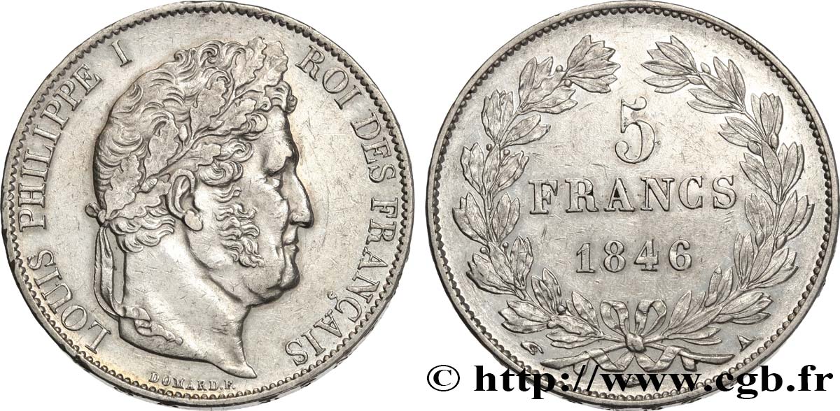 5 francs IIIe type Domard 1846 Paris F.325/10 MBC+ 