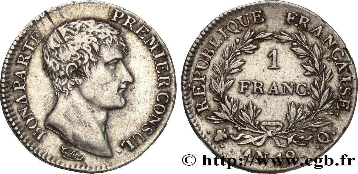 1 franc Bonaparte Premier Consul 1804 Perpignan F.200/18 TB+ 