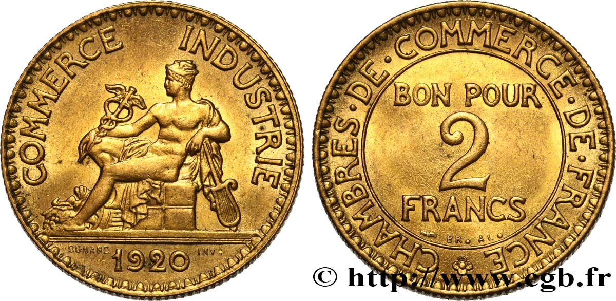 2 francs Chambres de Commerce 1920  F.267/2 MS63 