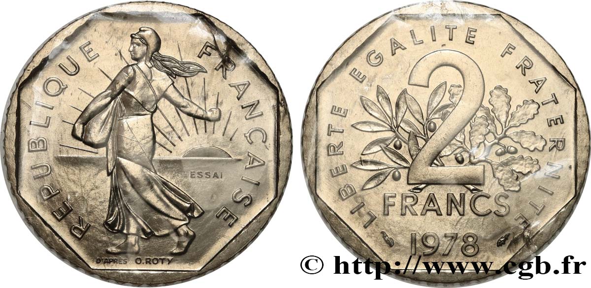 Essai de 2 francs Semeuse, nickel 1978 Pessac F.272/2 FDC 