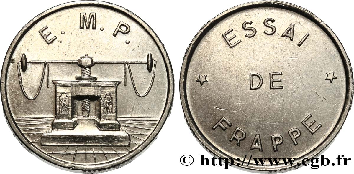 Essai de frappe de 10 francs Jimenez, grand module, cinq séries de cannelures n.d. Pessac GEM.194 6 EBC 