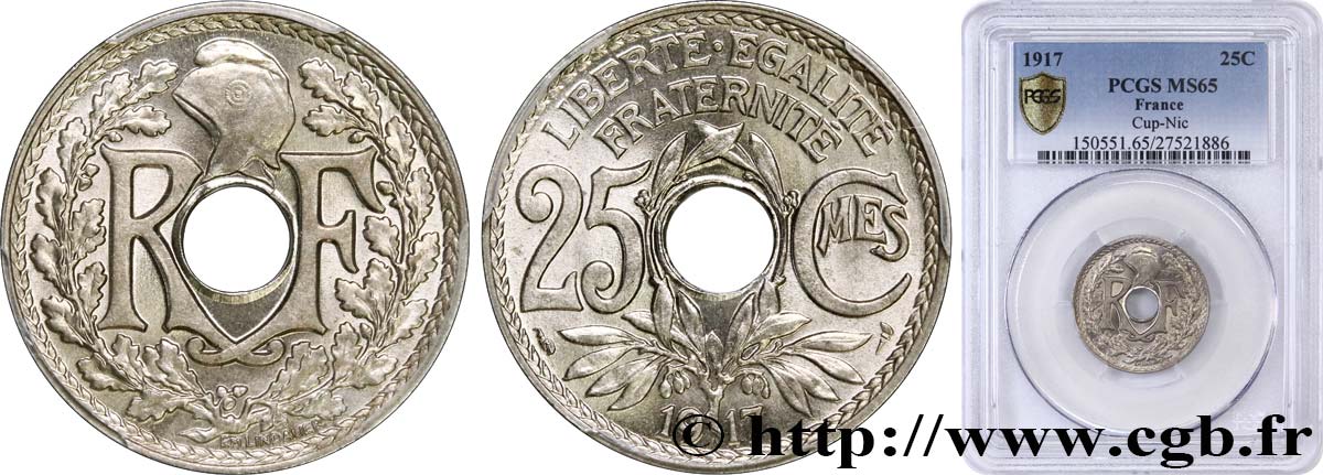 25 centimes Lindauer 1917  F.171/1 FDC65 PCGS