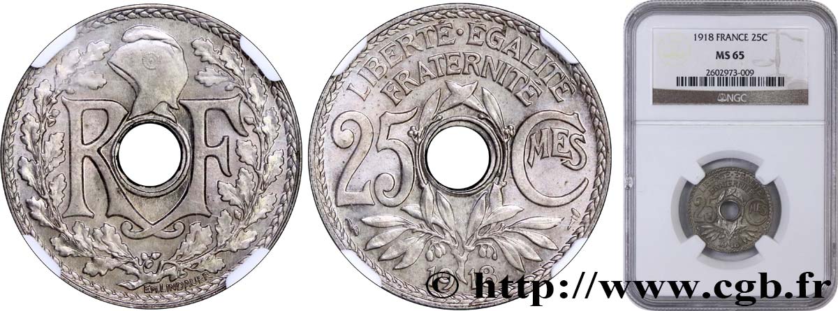 25 centimes Lindauer 1918  F.171/2 MS65 NGC