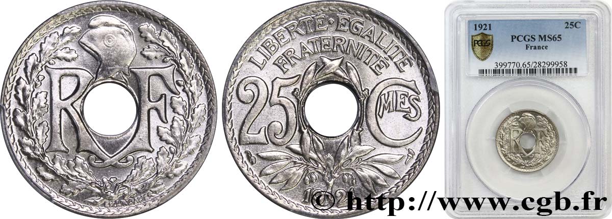25 centimes Lindauer 1921  F.171/5 MS65 PCGS