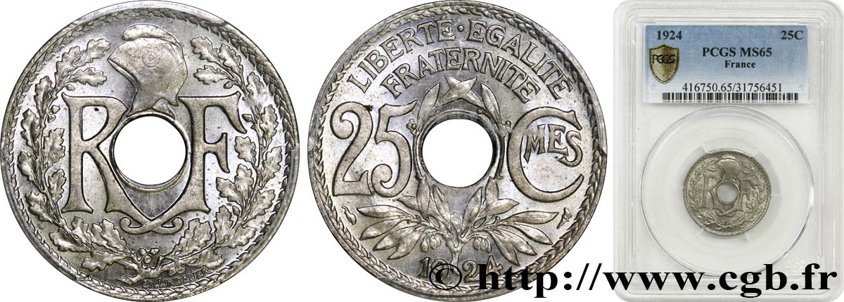 25 centimes Lindauer 1924  F.171/8 MS65 PCGS