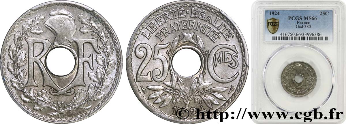 25 centimes Lindauer 1924  F.171/8 ST66 PCGS