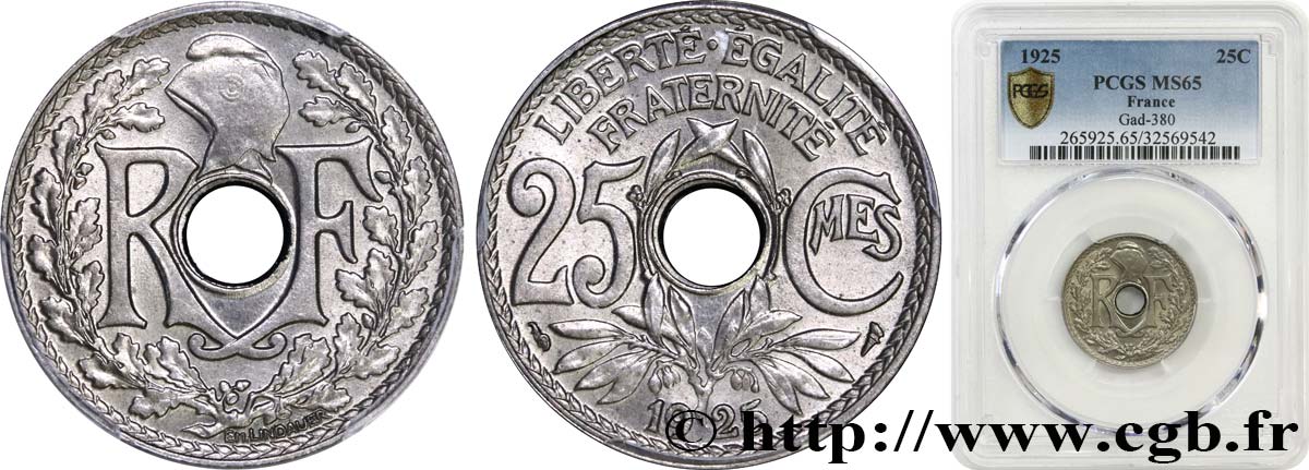 25 centimes Lindauer 1925  F.171/9 FDC65 PCGS