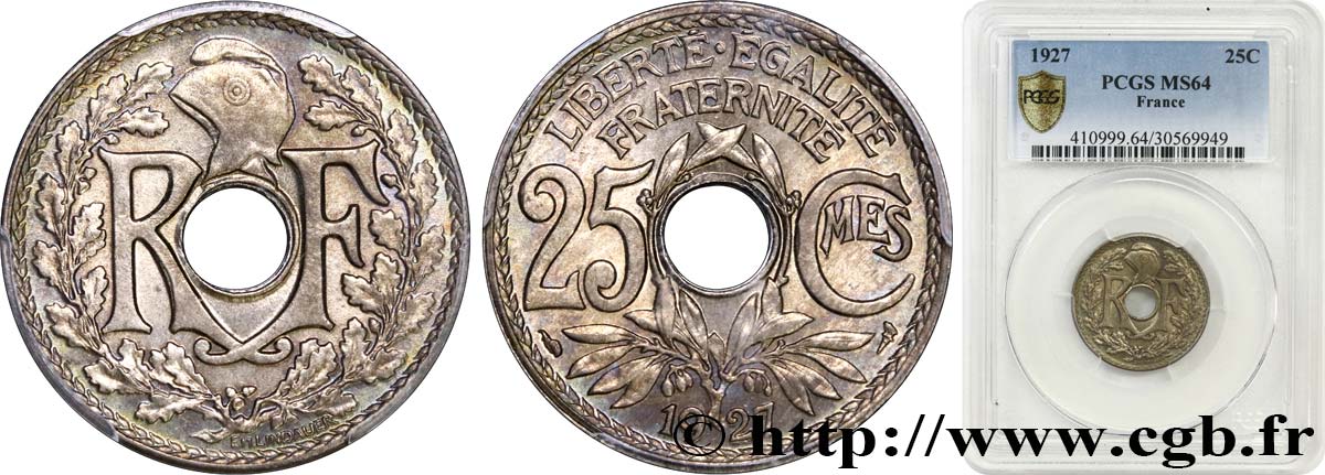 25 centimes Lindauer 1927  F.171/11 fST64 PCGS