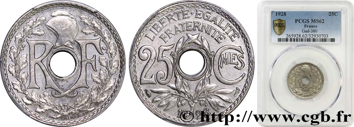 25 centimes Lindauer 1928  F.171/12 MS62 PCGS