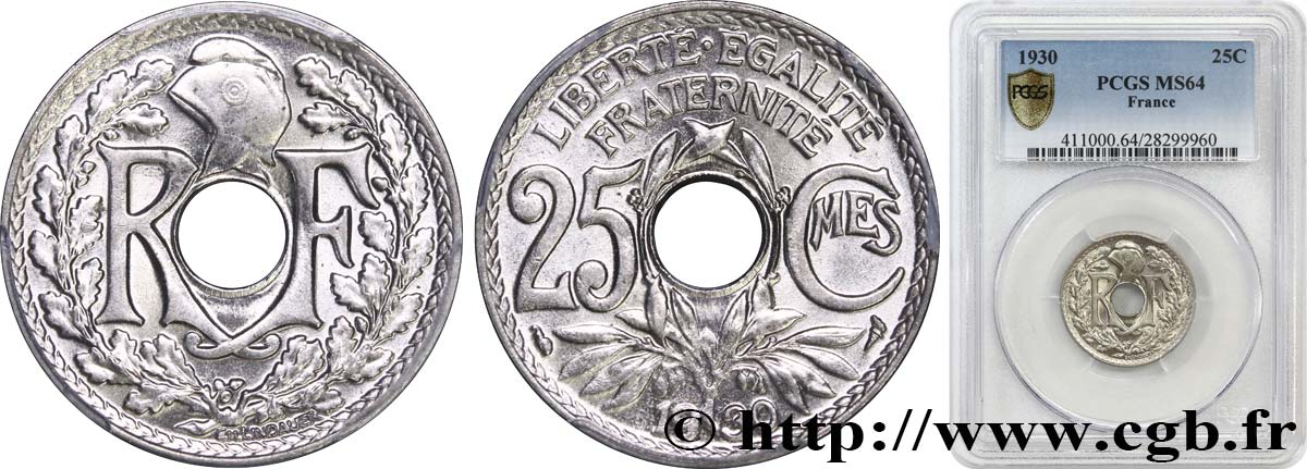 25 centimes Lindauer 1930  F.171/14 SPL64 PCGS