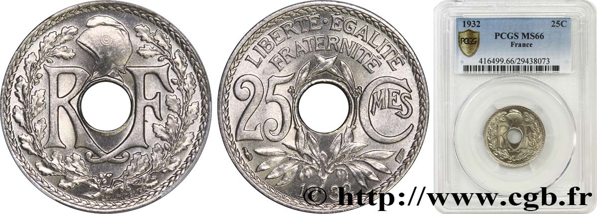 25 centimes Lindauer 1932  F.171/16 ST66 PCGS