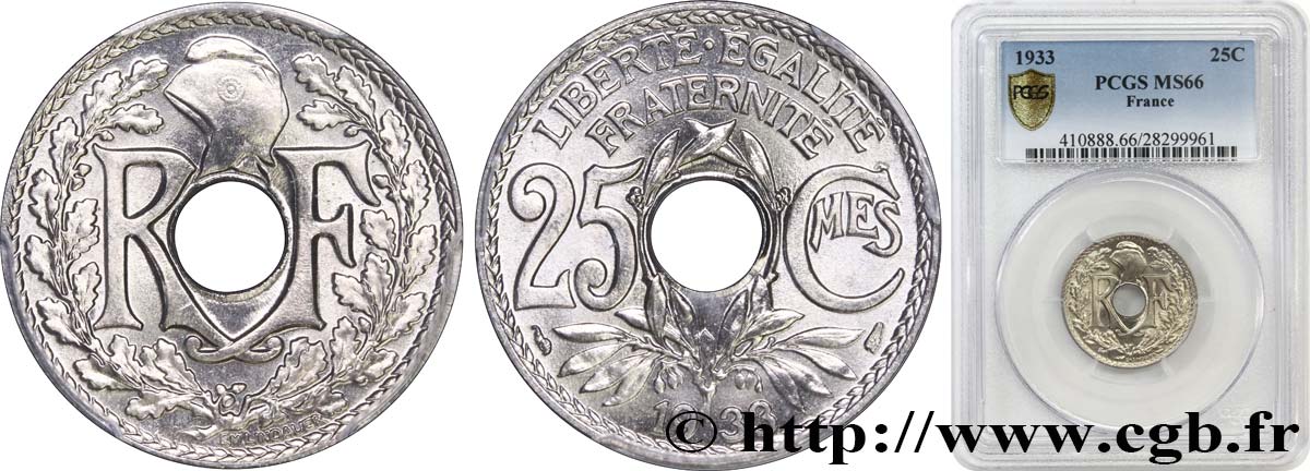 25 centimes Lindauer 1933  F.171/17 FDC66 PCGS