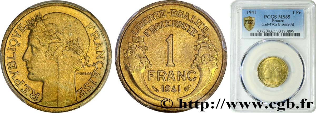 1 franc Morlon 1941 Paris F.219/12 FDC65 PCGS