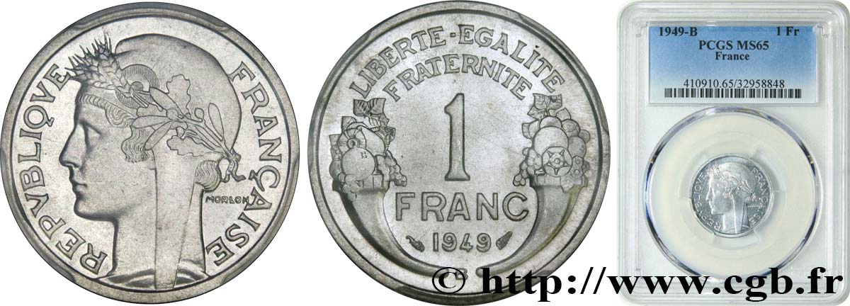 1 franc Morlon, légère 1949 Beaumont-Le-Roger F.221/16 ST65 PCGS