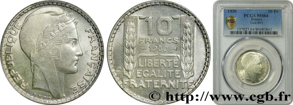 10 francs Turin 1930  F.360/3 fST64 PCGS