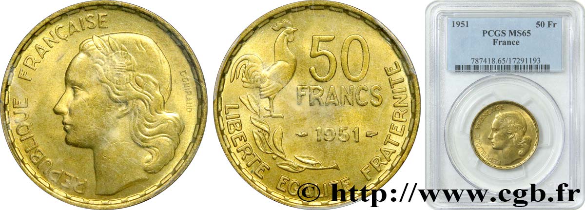 50 francs Guiraud 1951  F.425/5 FDC65 PCGS
