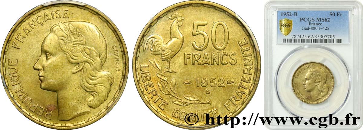 50 francs Guiraud 1952 Beaumont-le-Roger F.425/9 EBC62 PCGS