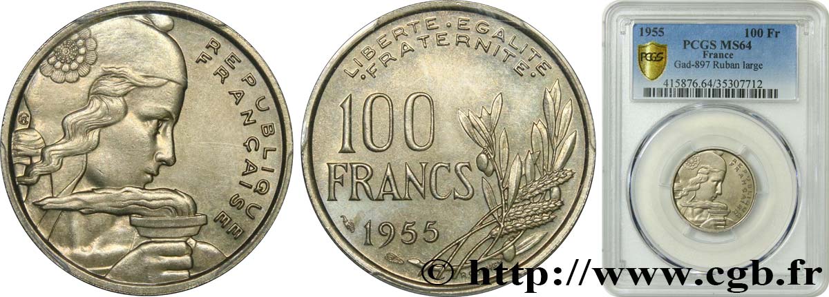 100 francs Cochet 1955  F.450/5 SPL64 PCGS
