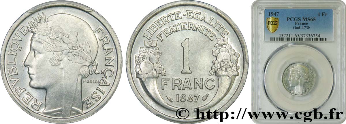 1 franc Morlon, légère 1947  F.221/11 MS65 PCGS