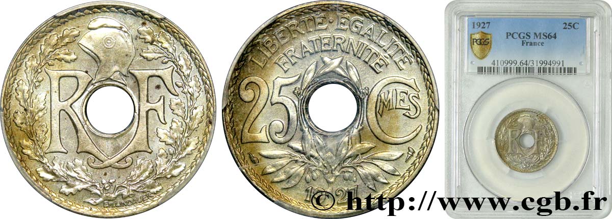 25 centimes Lindauer 1927  F.171/11 MS64 PCGS