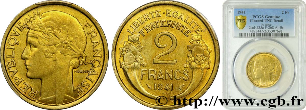 2 francs Morlon 1941  F.268/14 SPL PCGS