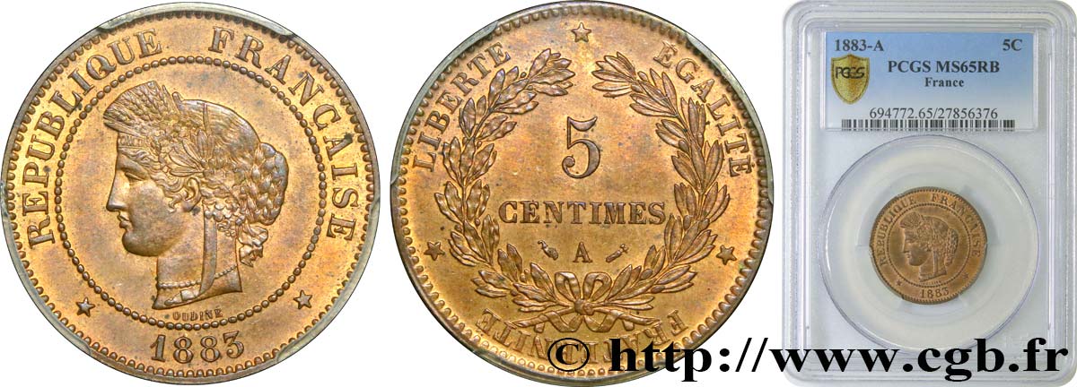 5 centimes Cérès 1883 Paris F.118/24 FDC65 PCGS