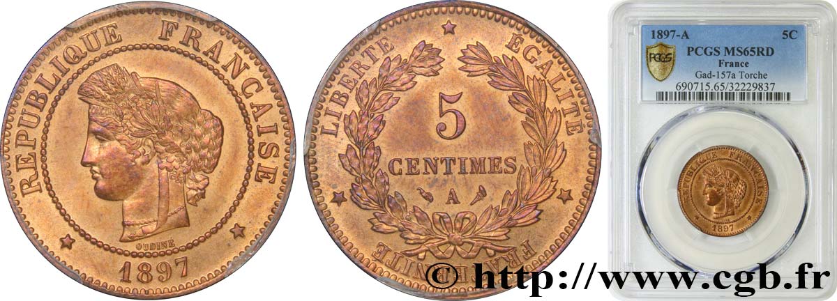 5 centimes Cérès 1897 Paris F.118/39 MS65 PCGS