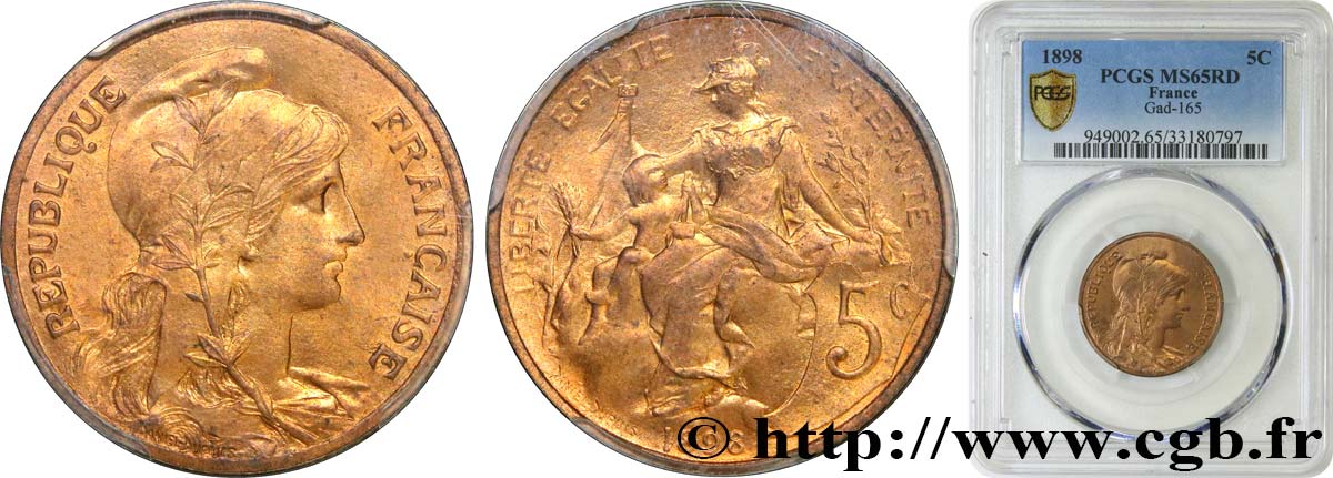 5 centimes Daniel-Dupuis 1898  F.119/5 ST65 PCGS