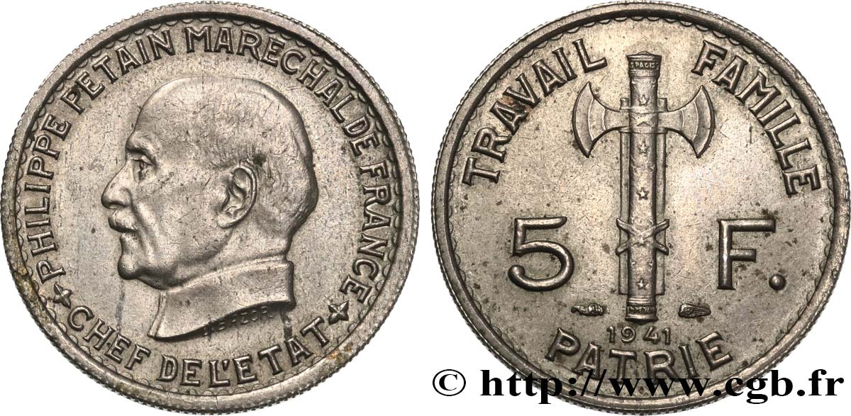 5 francs Pétain  1941  F.338/2 SUP 