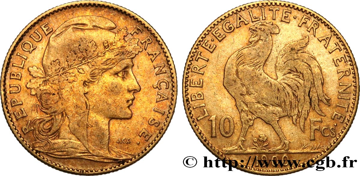 10 francs or Coq 1900 Paris F.509/3 TB25 
