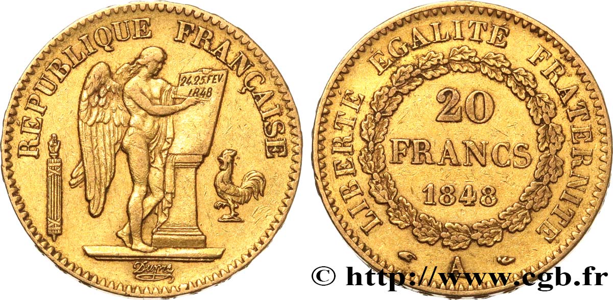 20 francs or Génie, IIe République 1848 Paris F.528/1 MBC48 