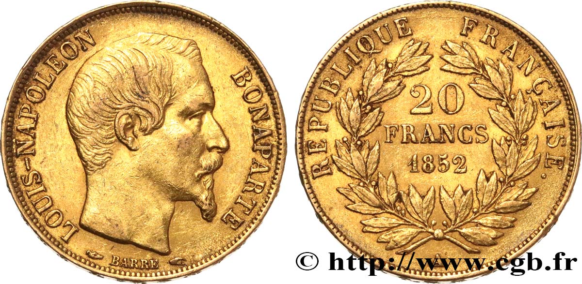 20 francs or Louis-Napoléon 1852 Paris F.530/1 XF48 