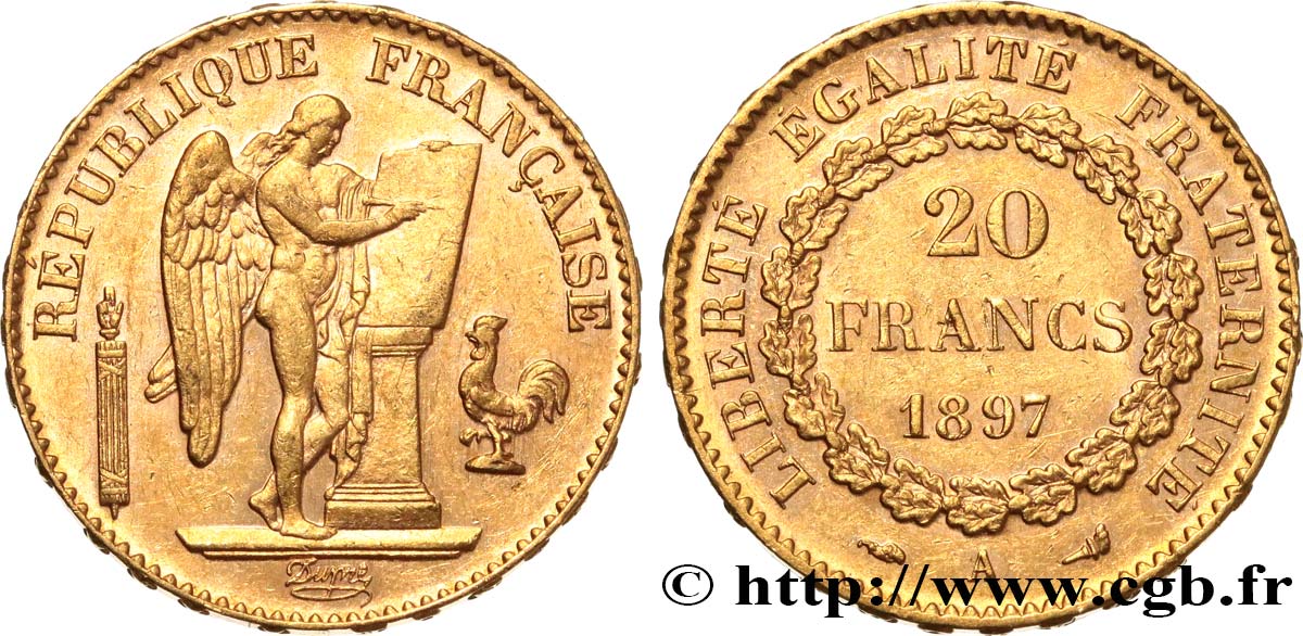 20 francs or Génie, Troisième République 1897 Paris F.533/22 SUP55 