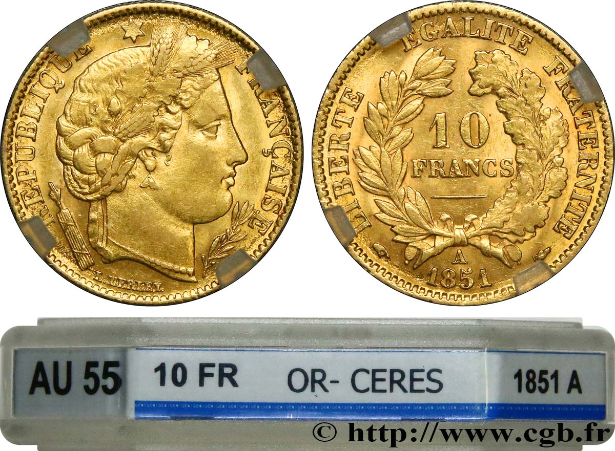 10 francs or Cérès, IIe République 1851 Paris F.504/3 VZ55 GENI