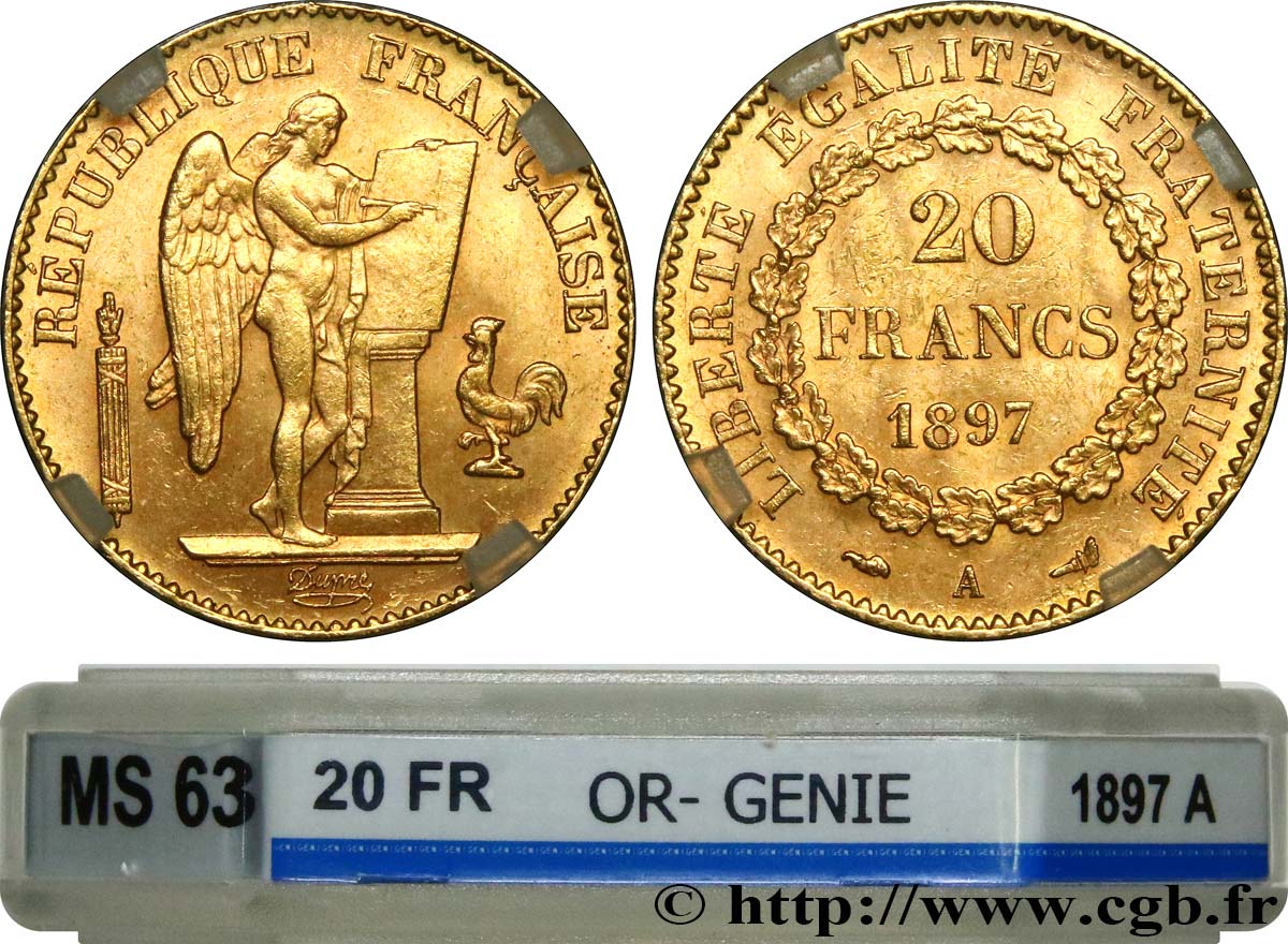 20 francs or Génie, Troisième République 1897 Paris F.533/22 SPL63 GENI