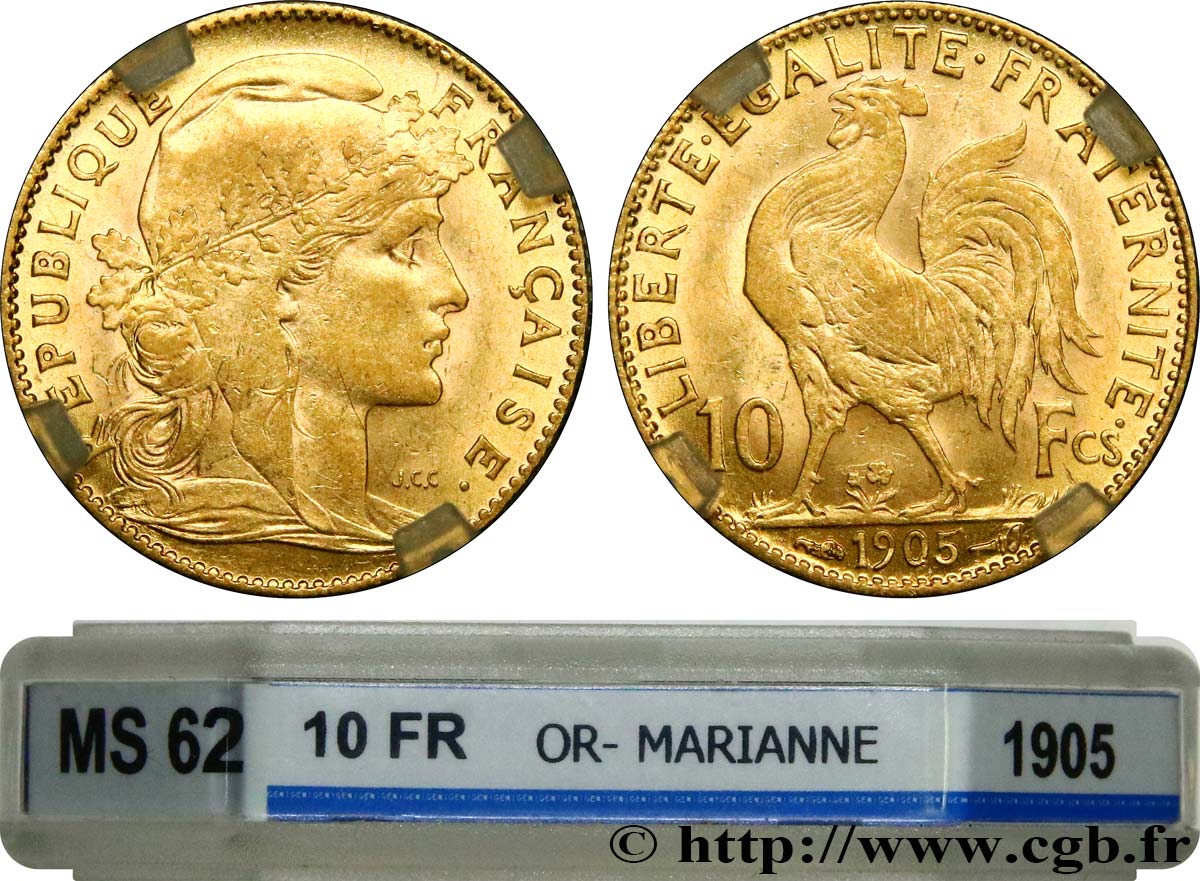 10 francs or Coq 1905 Paris F.509/6 SPL62 GENI