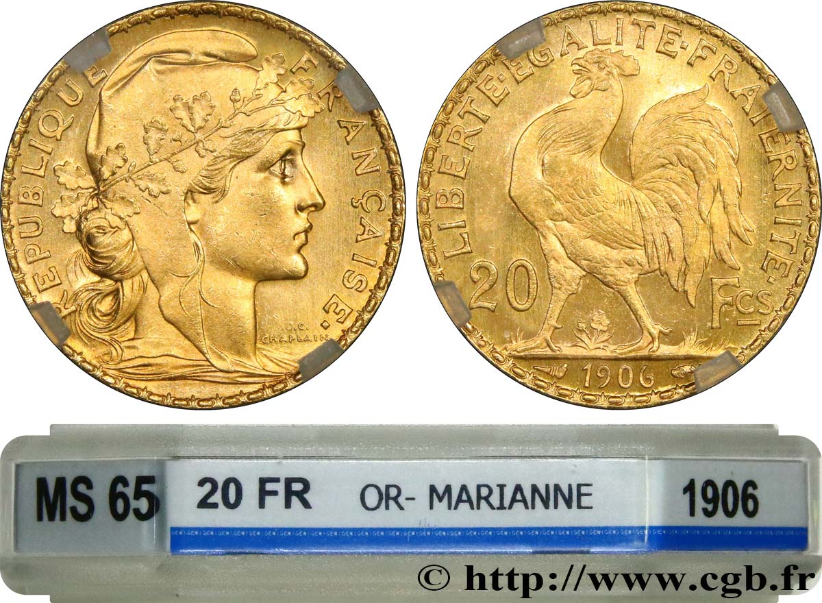 20 francs or Coq, Dieu protège la France 1906 Paris F.534/11 ST65 GENI