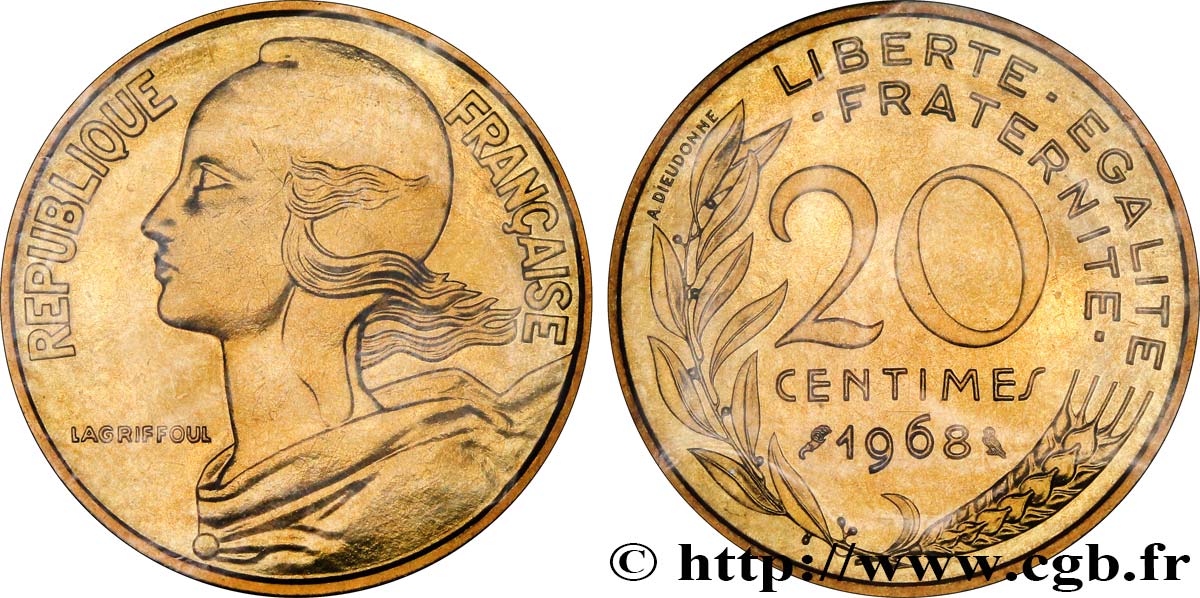 20 centimes Marianne 1968 Paris F.156/8 MS 