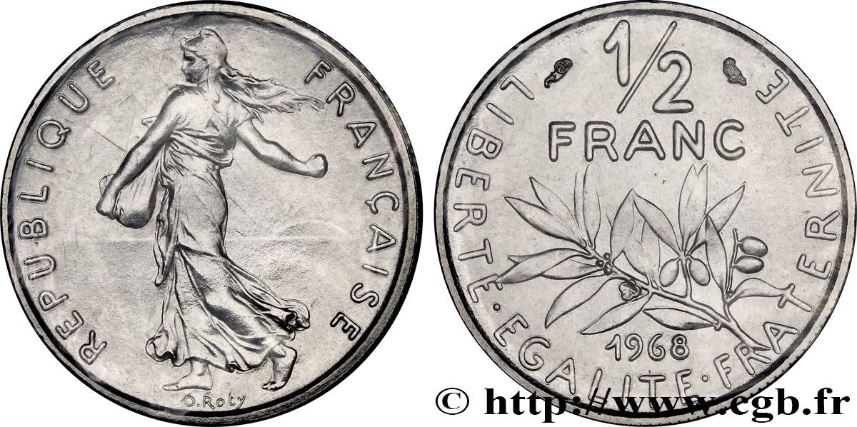 1/2 franc Semeuse 1968 Paris F.198/7 ST 