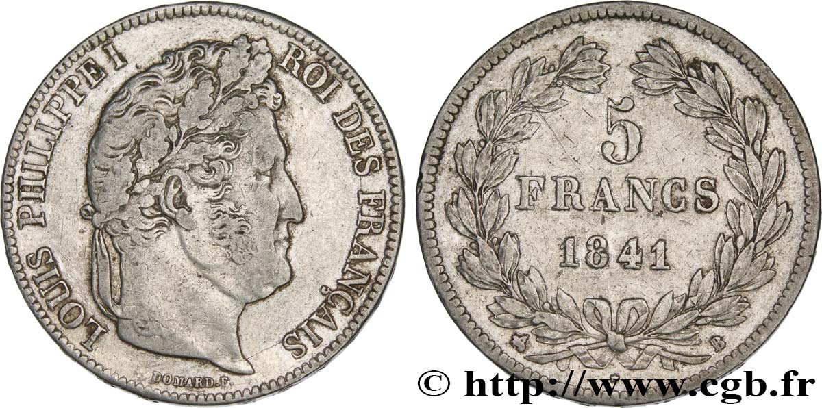 5 francs IIe type Domard 1841 Rouen F.324/91 VF 