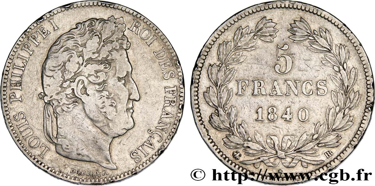 5 francs IIe type Domard 1840 Strasbourg F.324/85 TB 