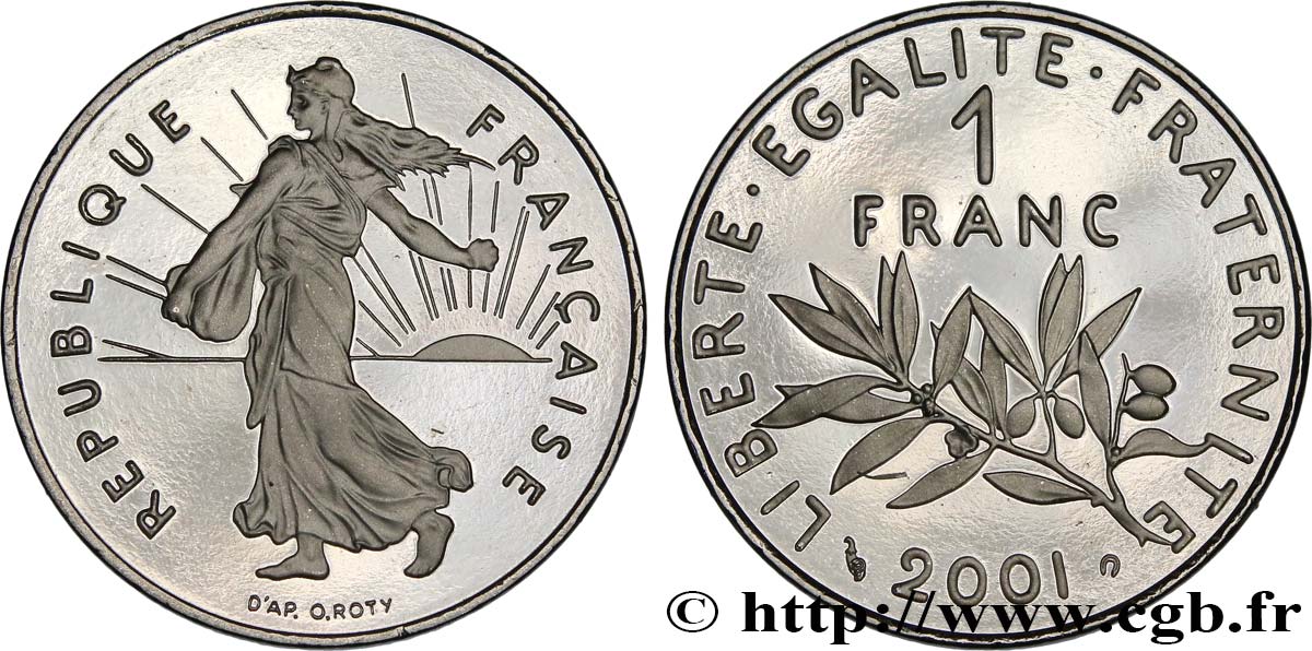 1 franc Semeuse, nickel, BE (Belle Épreuve) 2001 Pessac F.226/49 var. FDC 