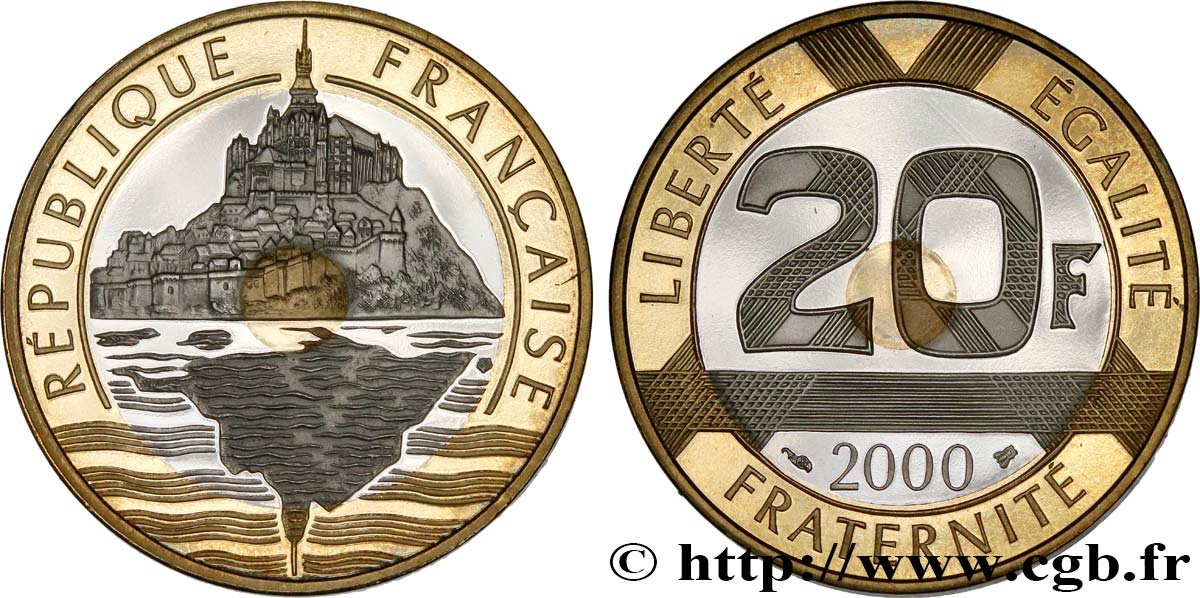 20 francs Mont Saint-Michel, BE (Belle Épreuve) 2000 Pessac F.403/16 var. FDC 